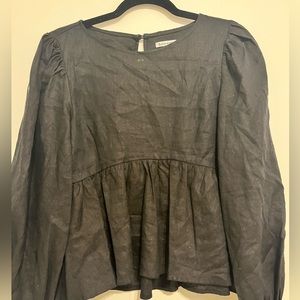 Reformation relaxed linen peplum blouse